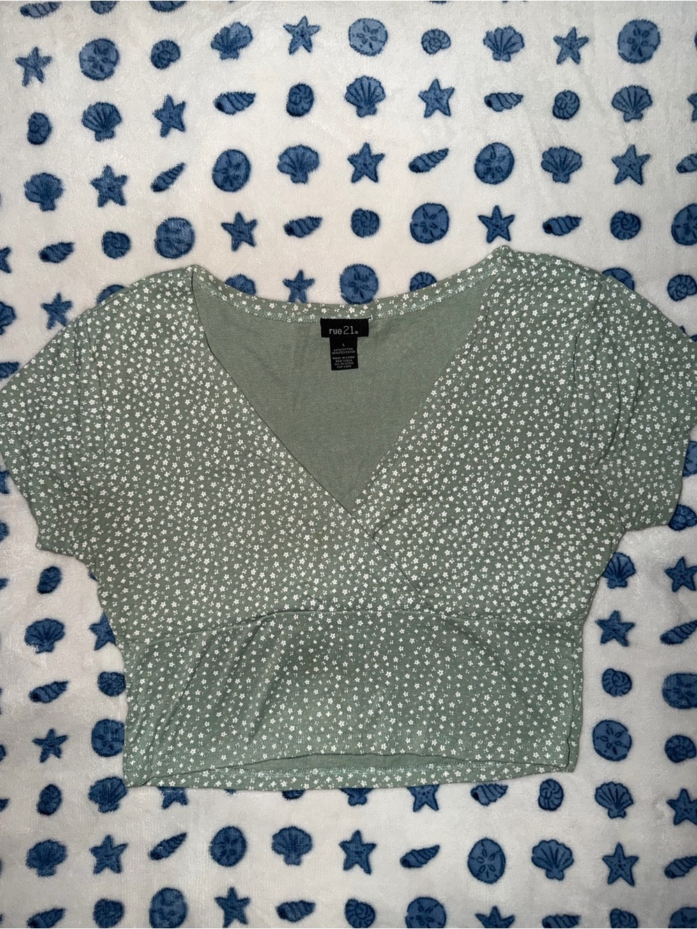 Rue21 Sage Green Floral Wrap Crop Top